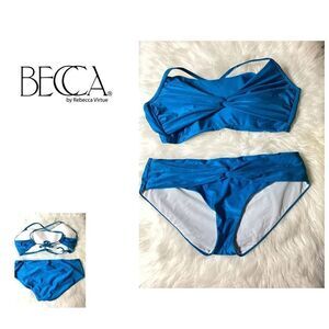 New. BECCA blue twist front bikini. Size 1X. Retails $139